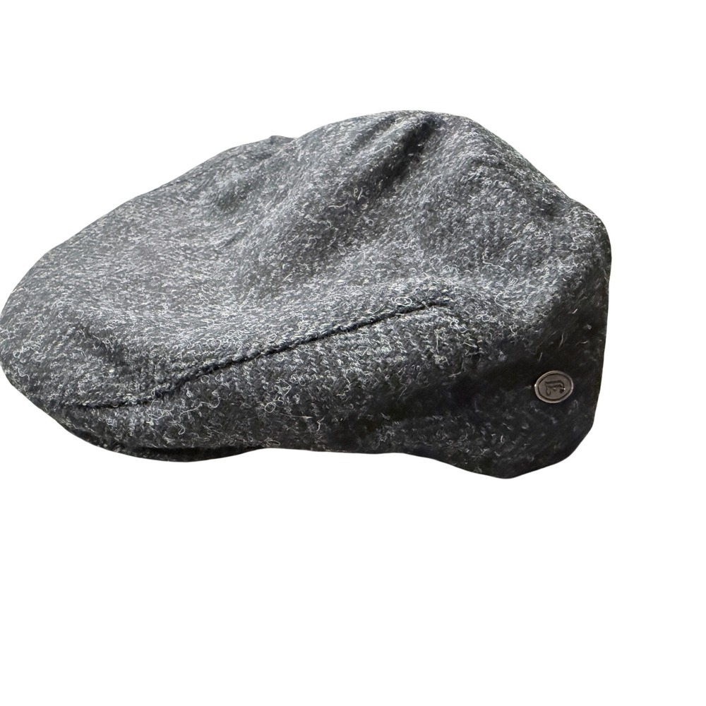 Jaxon James Mens Large Black Charcoal Herringbone Tweed Flat‎ Cap Hat Dunvegan